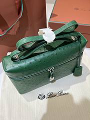 Loro Piana Extra Bag L27 Ostrich Leather Green Silver 27x10x16cm - 5