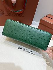 Loro Piana Extra Bag L27 Ostrich Leather Green Silver 27x10x16cm - 4