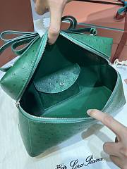 Loro Piana Extra Bag L27 Ostrich Leather Green Silver 27x10x16cm - 2