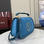 Gucci Blondie Medium Top Handle Bag Blue Suede 32x17x10cm - 3