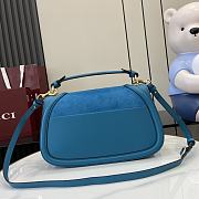 Gucci Blondie Medium Top Handle Bag Blue Suede 32x17x10cm - 4