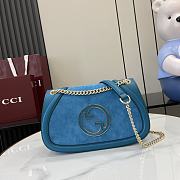 Gucci Blondie Small Shoulder Bag Suede Blue 26x16x8cm - 1