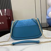 Gucci Blondie Small Shoulder Bag Suede Blue 26x16x8cm - 3