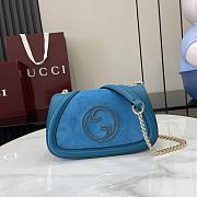 Gucci Blondie Mini Shoulder Bag Suede Blue 21.5x11x8cm - 1