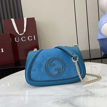 Gucci Blondie Mini Shoulder Bag Suede Blue 21.5x11x8cm