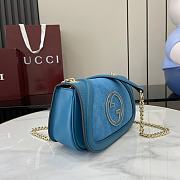 Gucci Blondie Mini Shoulder Bag Suede Blue 21.5x11x8cm - 3