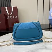 Gucci Blondie Mini Shoulder Bag Suede Blue 21.5x11x8cm - 4