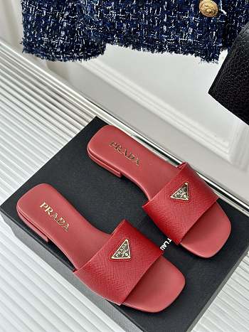 Prada Saffiano Red Slides