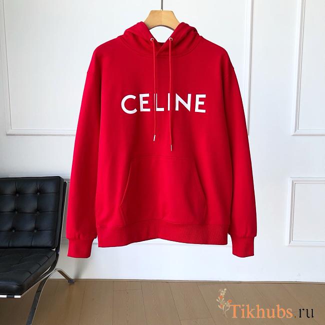 Celine Street Style Cotton Logo Red Hoodies - 1