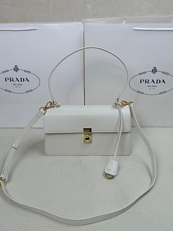 Prada Leather Shoulder Bag White 28x16x10cm