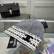 Chanel CC Logo Knitted Beanie Grey - 1