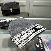 Chanel CC Logo Knitted Beanie Grey - 2