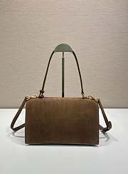 Prada Medium Suede Shoulder Bag Cocoa Brown 28x16x10cm - 5