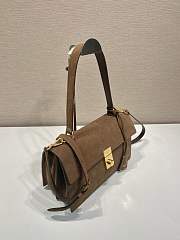 Prada Medium Suede Shoulder Bag Cocoa Brown 28x16x10cm - 4