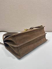 Prada Medium Suede Shoulder Bag Cocoa Brown 28x16x10cm - 3