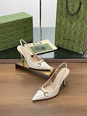 Gucci Women's Horsebit Pump White 8.5cm - 3