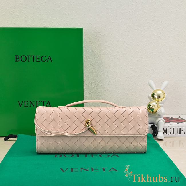 Bottega Veneta Long Clutch Andiamo With Handle Pink 31x13x3cm - 1