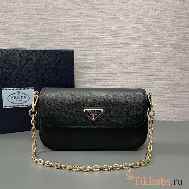 Prada Saffiano Leather Mini Flap Bag Black 20.5x10.5x4cm - 1