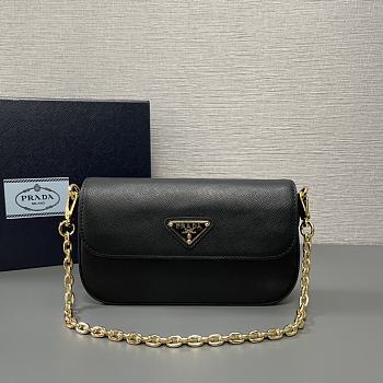 Prada Saffiano Leather Mini Flap Bag Black 20.5x10.5x4cm