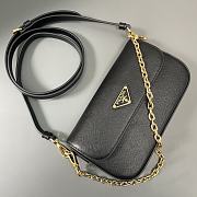 Prada Saffiano Leather Mini Flap Bag Black 20.5x10.5x4cm - 5