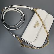 Prada Saffiano Leather Mini Flap Bag White 20.5x10.5x4cm - 5