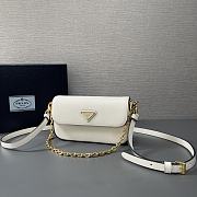 Prada Saffiano Leather Mini Flap Bag White 20.5x10.5x4cm - 4