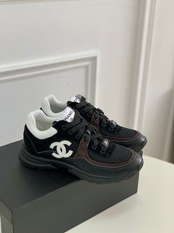 Chanel Trainers Mesh Suede Black White Sneaker