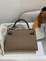 Hermes Mini Kelly Bag Tricolor Etoupe Ecorce Silver 19cm - 2