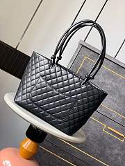 Chanel Cambon Tote Bag Leather Full Black 41x23x14cm - 3