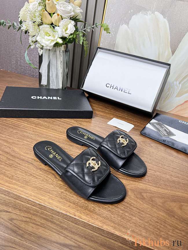 Chanel Black Slides 22 - 1