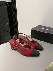 Chanel Slingback Red Suede Heel 5cm - 1