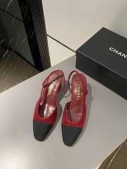 Chanel Slingback Red Suede Heel 5cm - 4