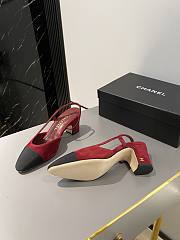 Chanel Slingback Red Suede Heel 5cm - 3