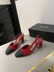 Chanel Slingback Red Suede Heel 5cm - 2