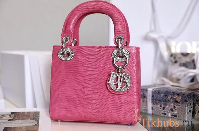 Dior Mini Lady Bag Pink Python 17cm - 1