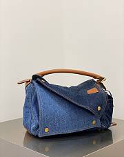 Loewe Puzzle Tan Blue Medium Denim Bag 29x12x19cm - 6