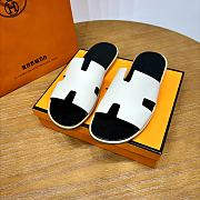 Hermes White Black Slides - 5