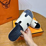 Hermes White Black Slides - 4