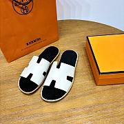 Hermes White Black Slides - 3