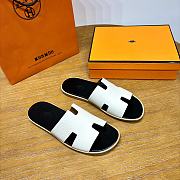 Hermes White Black Slides - 2