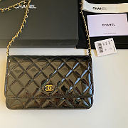 Chanel Wallet On Chain Woc Black Patent Gold 19.5x12x3.5cm - 1