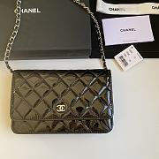 Chanel Wallet On Chain Woc Black Patent Silver 19.5x12x3.5cm - 1