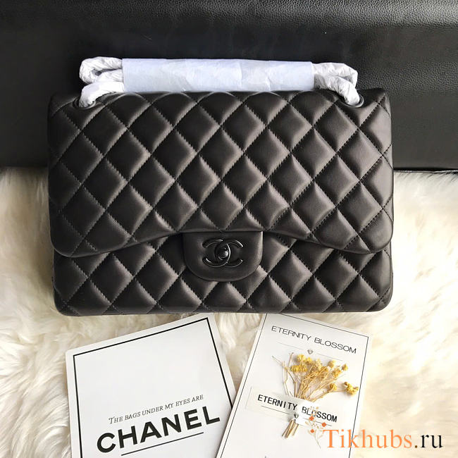 Chanel Jumbo Flap Bag Full Black Lambskin 30cm - 1