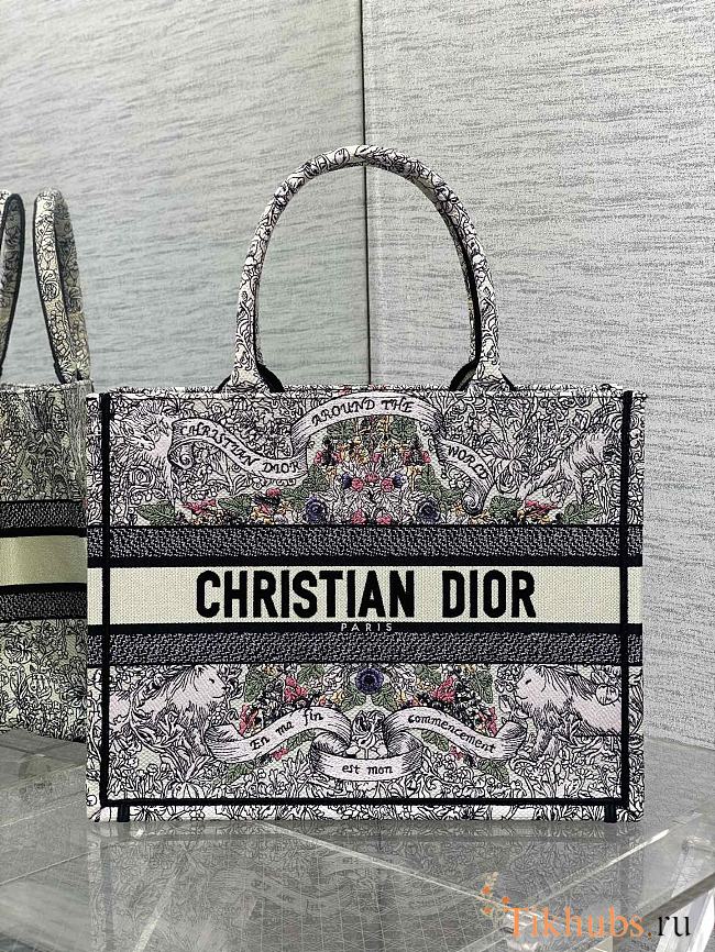 Dior Medium Book Tote Bag Latte Multicolor 36cm - 1