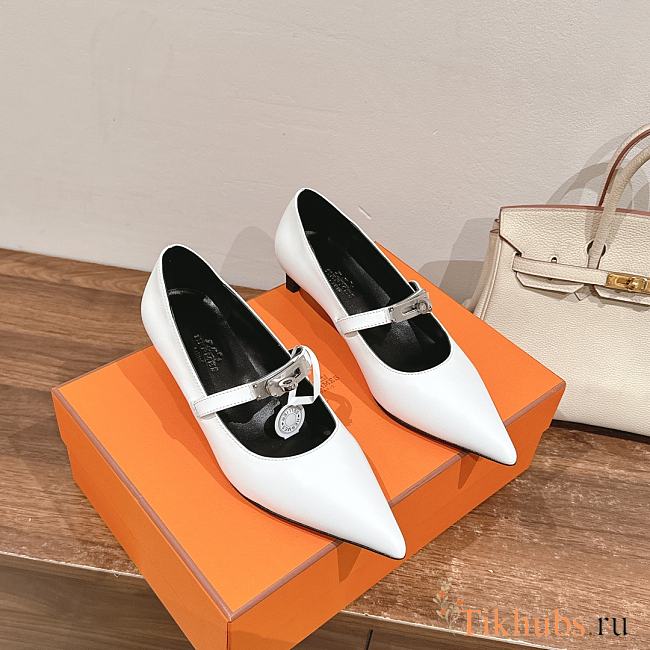 Hermes Kiara White Pump 3cm - 1