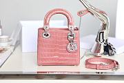 Dior Mini Lady Crystal Matte Alligator Pink 17cm - 1