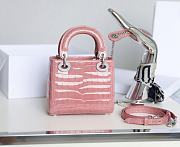 Dior Mini Lady Crystal Matte Alligator Pink 17cm - 4