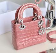 Dior Mini Lady Crystal Matte Alligator Pink 17cm - 3