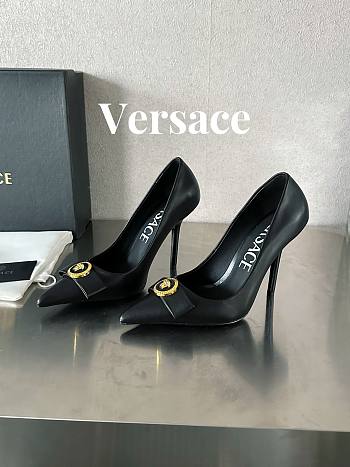 Versace Gianni Ribbon Pumps Black Heel 10cm