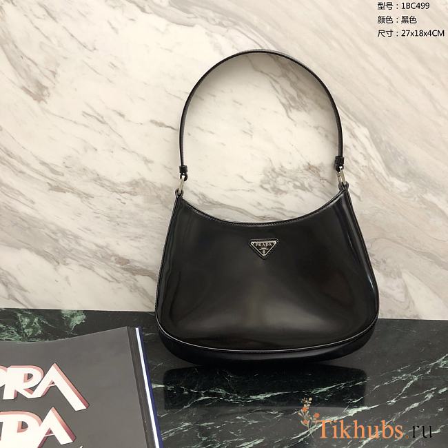 Prada Cleo Brushed Leather Black Shoulder Bag 27x18x4cm - 1